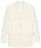 SAINT LAURENT SS21 Solid Color Blazer White Chalk 644458Y1C259601 SAINT LAURENT SS21 Solid Color Blazer White Chalk 644458Y1C259601