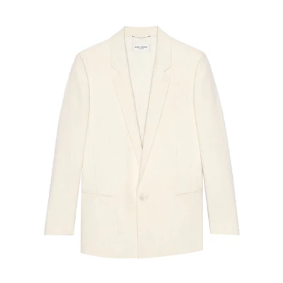 SAINT LAURENT SS21 Solid Color Blazer White Chalk 644458Y1C259601