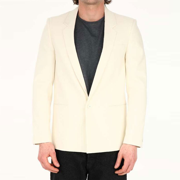 Shop SAINT LAURENT SS21 Blazer Warna Putih Kapur 644458Y1C259601