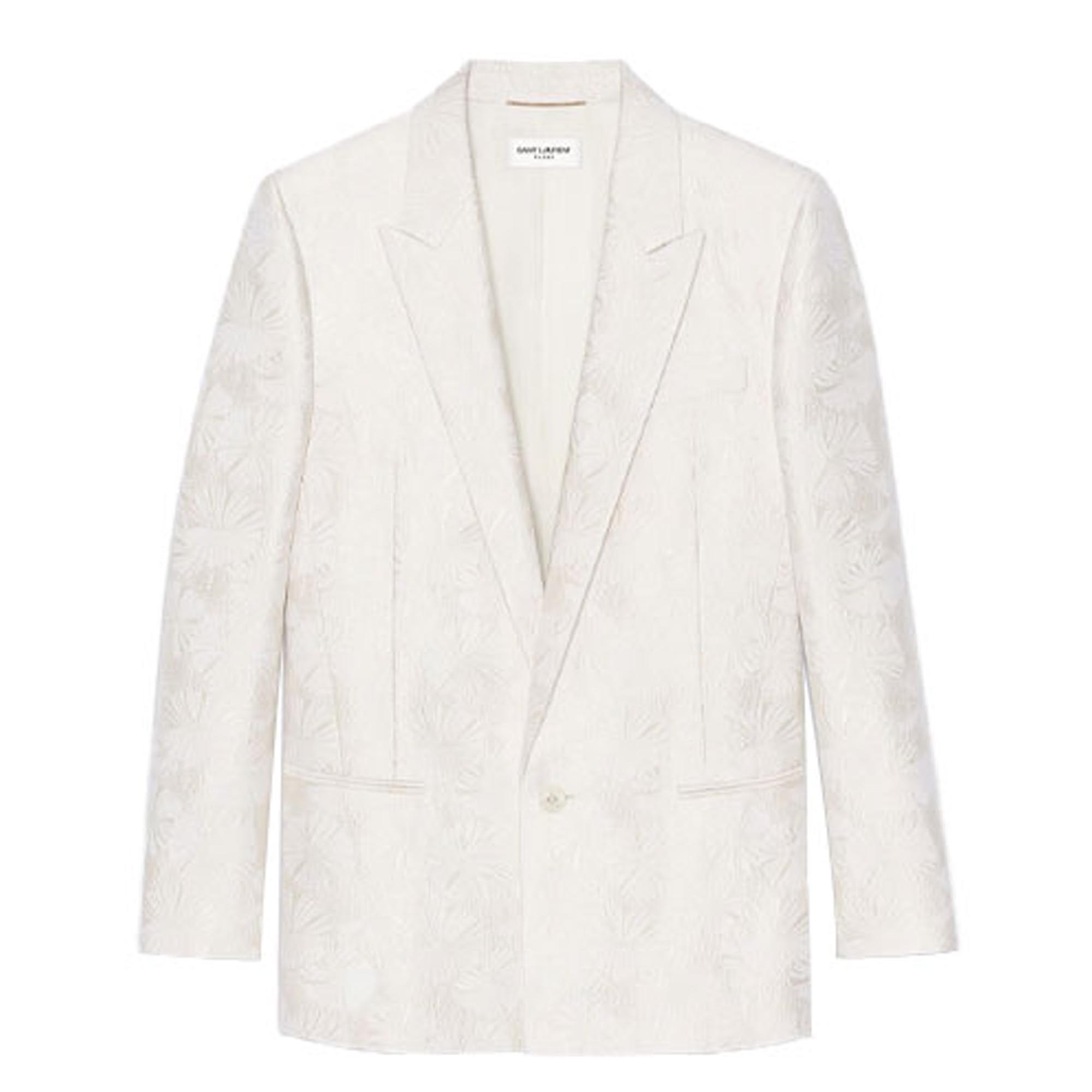 Saint Laurent SS21 Umbrella Jacquard Blazer Ivory White Mens Jacket 644460Y2C139200