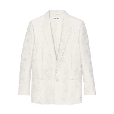 Saint Laurent SS21 Umbrella Jacquard Blazer Ivory White Mens Jacket 644460Y2C139200