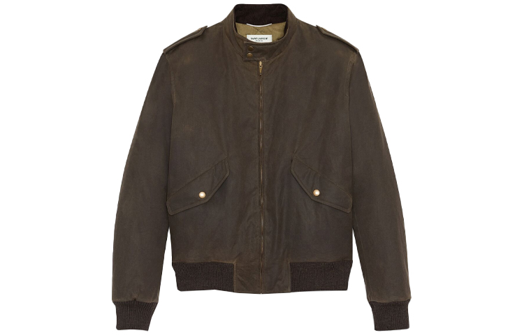 Saint Laurent SS21 Waxed Canvas Aviator Jacket Men’s Dark Khaki 646310Y079R1300