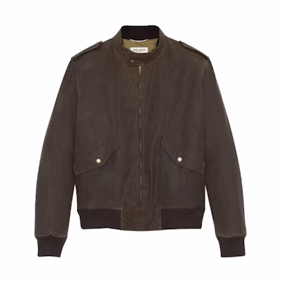 Saint Laurent SS21 Waxed Canvas Aviator Jacket Men’s Dark Khaki 646310Y079R1300