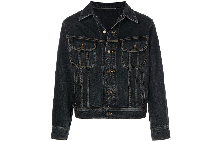 SAINT LAURENT SS22  Black Denim Jacket Long Sleeve Single-Breasted 660464Y18OA