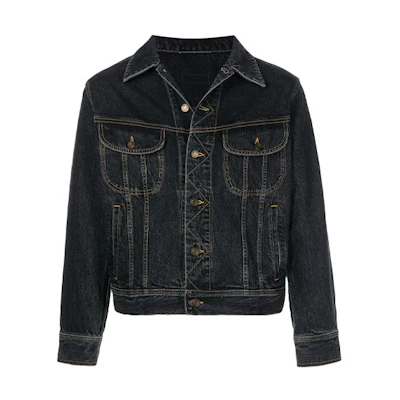 SAINT LAURENT SS22 Black Denim Jacket Long Sleeve Single-Breasted 660464Y18OA