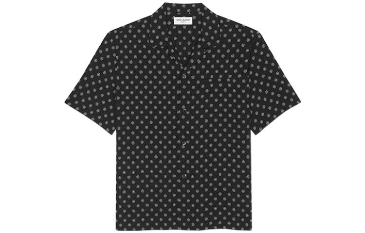 Order SAINT LAURENT SS22 黑色波點印花寬鬆短袖襯衫 531956Y1F191095