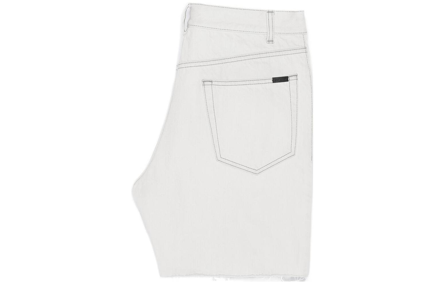 Lookbook SAINT LAURENT SS22 Seluar Pendek Potongan Lurus Kelabu Putih Raw Hem. 688100Y01KB9029