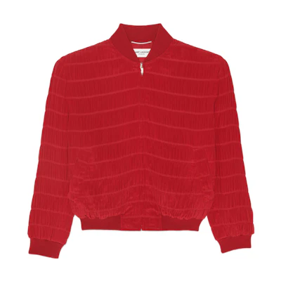 SAINT LAURENT SS22 Striped Crepe Jacket Red 682844Y2E236263
