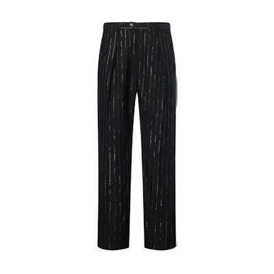 SAINT LAURENT SS22 Striped Wool High-Waisted Casual Pants 682379Y1E551055