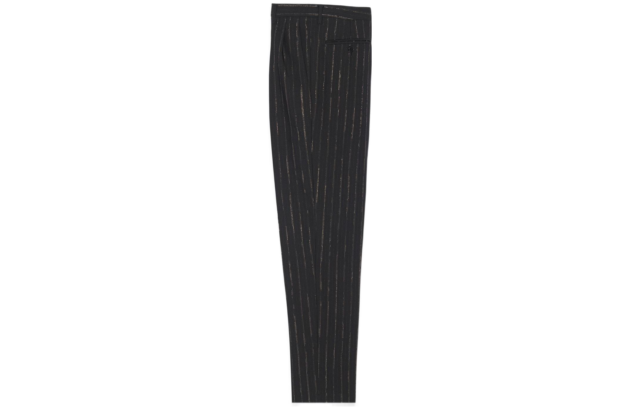 Lookbook SAINT LAURENT SS22 Seluar Kasual Wool Berjalur Pinggang Tinggi 682379Y1E551055