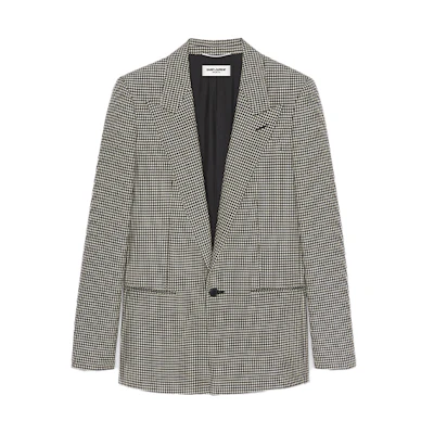 SAINT LAURENT SS22 Wool Mohair Blend Long Sleeve Blazer Grey 680069Y1E141095