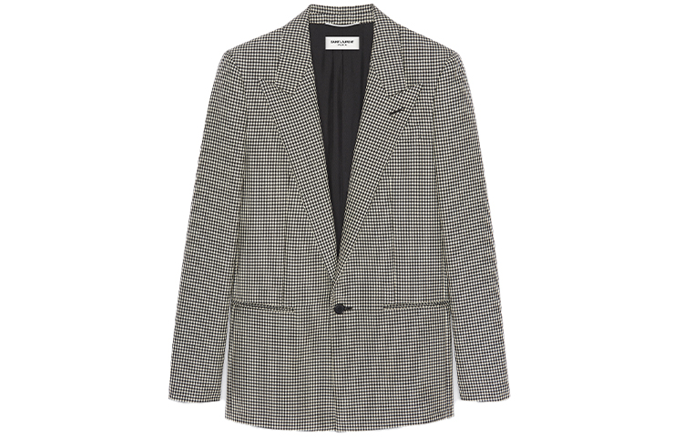 Order SAINT LAURENT SS22 羊毛馬海毛混紡長袖西裝外套 灰色 680069Y1E141095