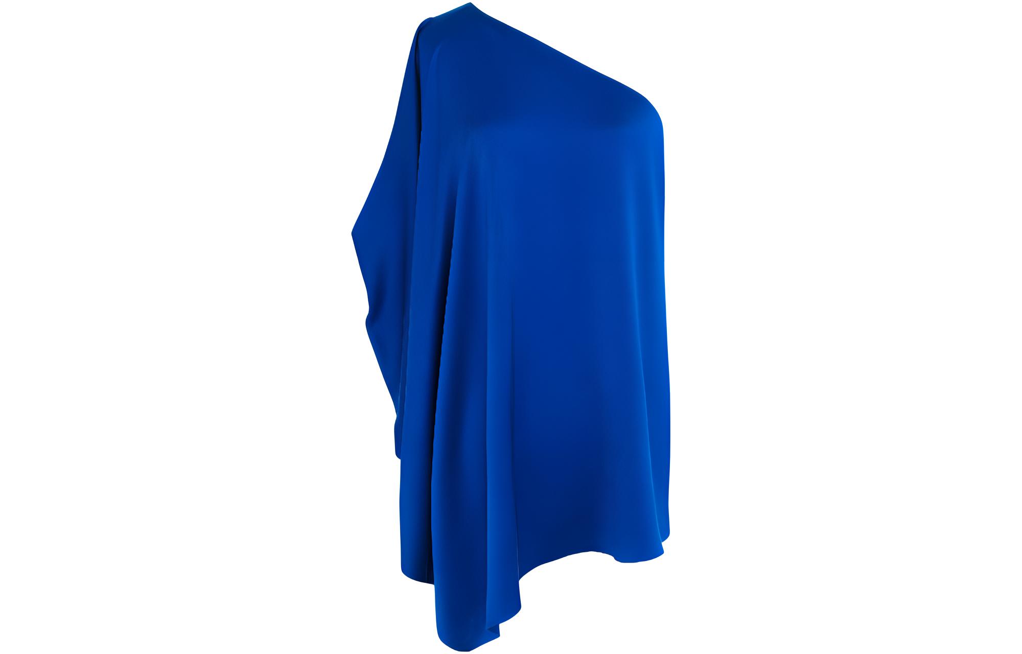 SAINT LAURENT SS22 Blue Silk Satin One-Shoulder Dress 702816Y070N4164