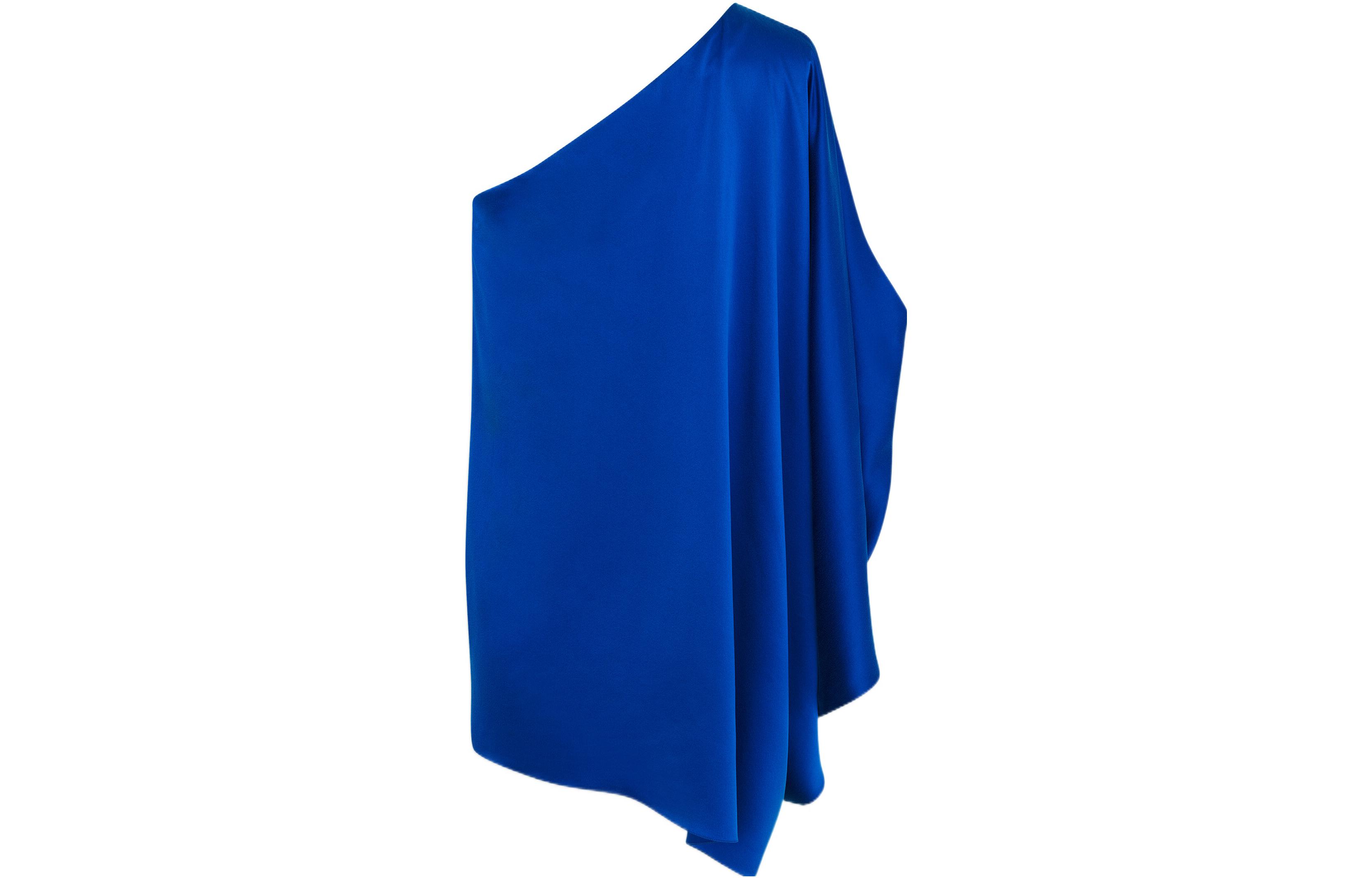 Lookbook SAINT LAURENT SS22 藍色絲緞單肩連衣裙 702816Y070N4164