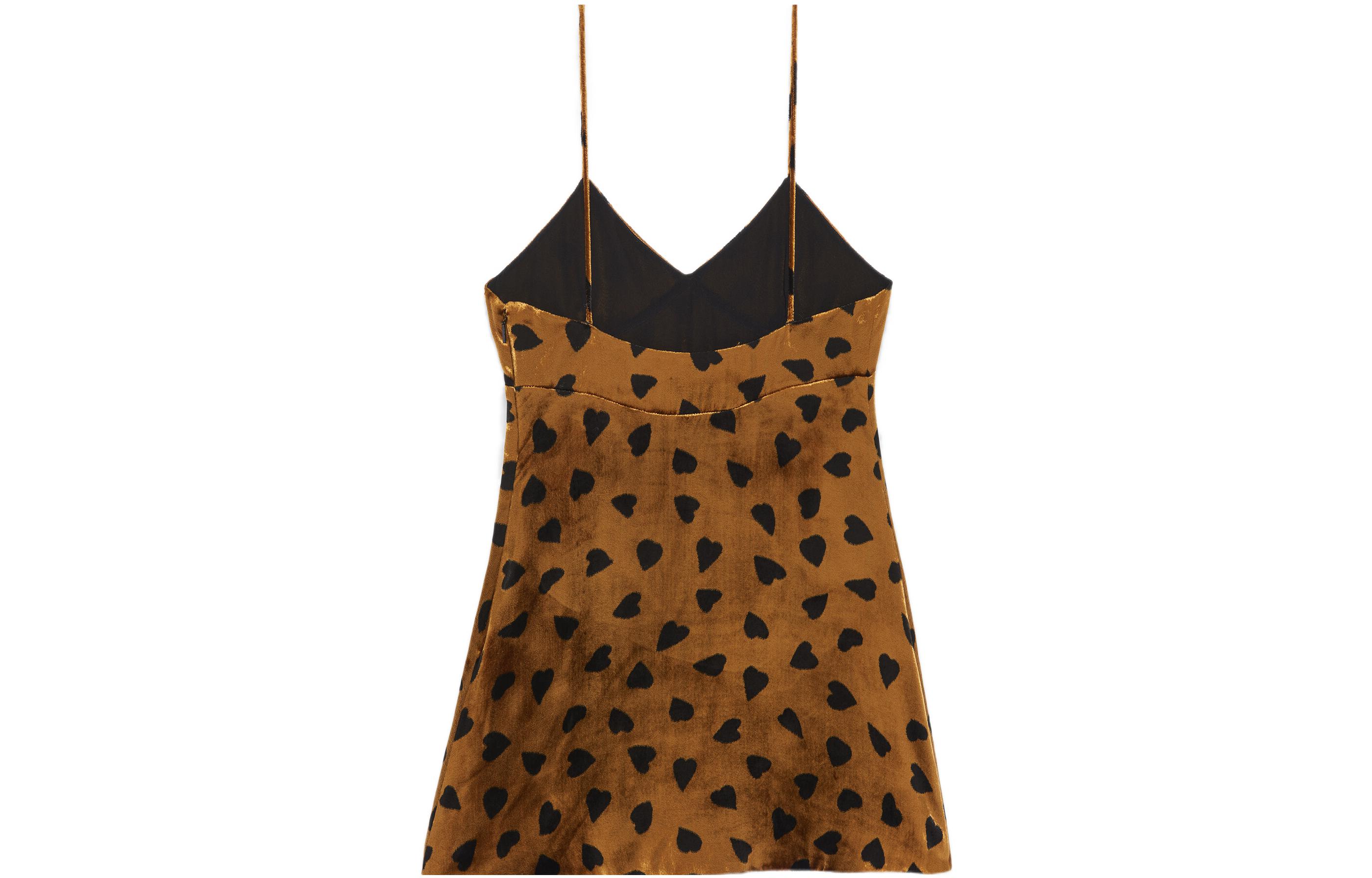 Lookbook SAINT LAURENT SS22 Vestido Corto Cami Marrón Estampado Corazones Mujer. 683136Y5E163065