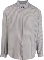 Order SAINT LAURENT SS22 Button-Up Striped Silk Long Sleeve Shirt Black Men’s 680495Y2E111095