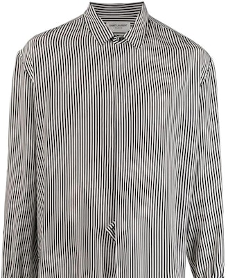 圣罗兰SS22条纹长袖丝绸衬衫黑色男士 680495Y2E111095 Details for 圣罗兰SS22条纹长袖丝绸衬衫黑色男士 680495Y2E111095