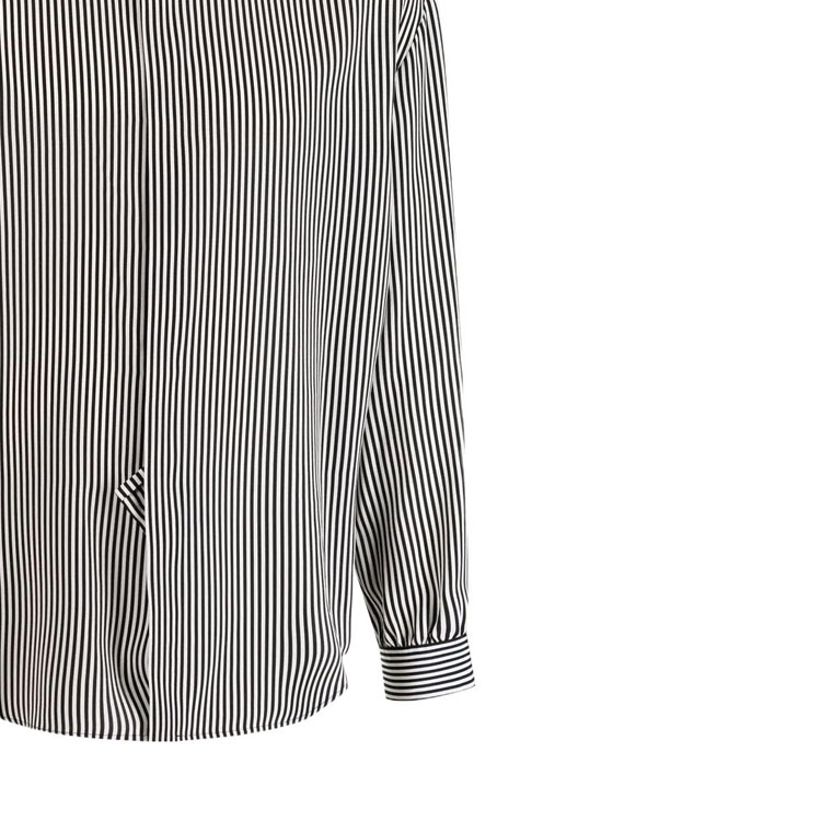 Sizing SAINT LAURENT SS22 男士黑色條紋絲質長袖襯衫 680495Y2E111095