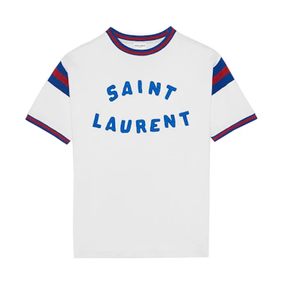 SAINT LAURENT SS22 Color-Block Crew Neck Short Sleeve T-Shirt White Men’s 689402Y36LO9582