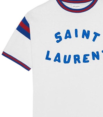 圣罗兰 SS22 男士拼色圆领短袖T恤 白色 689402Y36LO9582 Cheap 圣罗兰 SS22 男士拼色圆领短袖T恤 白色 689402Y36LO9582