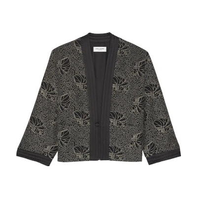 Saint Laurent SS22 Double Crepe Kimono Jacket Black/Gold 679725Y1E191055