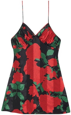 Saint Laurent SS22 Dress Bunga Cetak V-Neck Ruched Camisole Hitam. 702026Y8E041029 Buy Saint Laurent SS22 Dress Bunga Cetak V-Neck Ruched Camisole Hitam. 702026Y8E041029