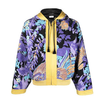 Saint Laurent SS22 Floral Print Zip Hoodie Jacket Multicolor 686308Y1E218486
