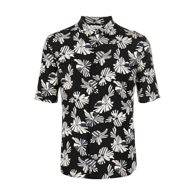 Saint Laurent SS22 Geometric Print Single-Breasted Shirt Men’s Black. 601070Y1F521087