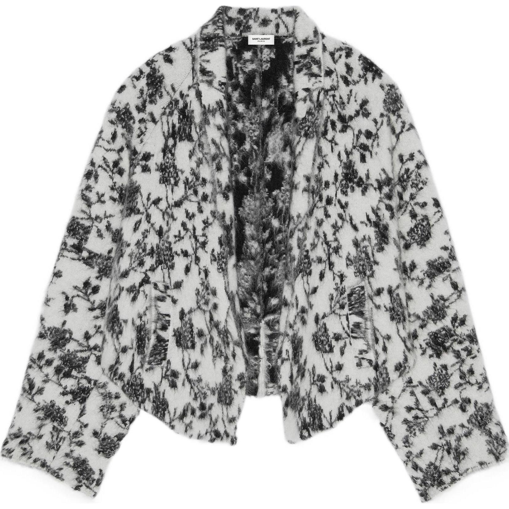 Saint Laurent SS22 Gray Jacquard Knit Jacket 685114Y75MC9744