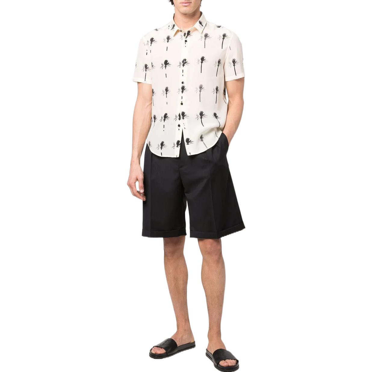 Lookbook SAINT LAURENT SS22 棕櫚印花短袖扣襟襯衫 男士 米白色 686979Y2E849761