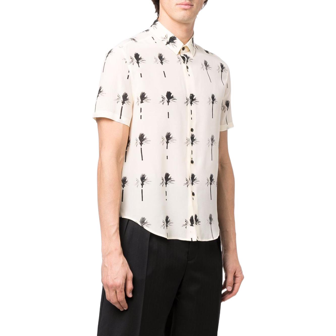 Purchase SAINT LAURENT SS22 棕櫚印花短袖扣襟襯衫 男士 米白色 686979Y2E849761