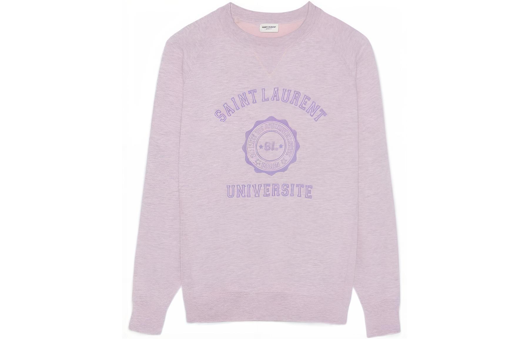 Saint Laurent SS22 Purple Logo Print Cotton Crewneck Sweatshirt . 683995Y36NU5421