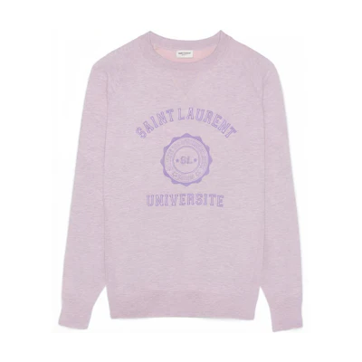 Saint Laurent SS22 Purple Logo Print Cotton Crewneck Sweatshirt . 683995Y36NU5421