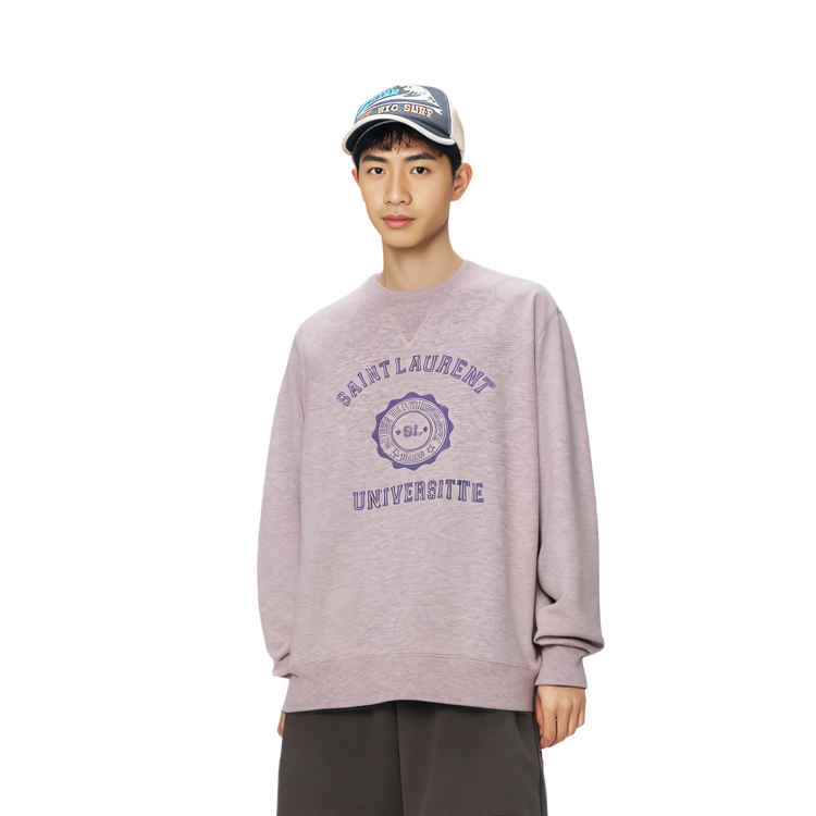 Shop 聖羅蘭 SS22 紫色標誌印花棉質圓領衛衣。 683995Y36NU5421