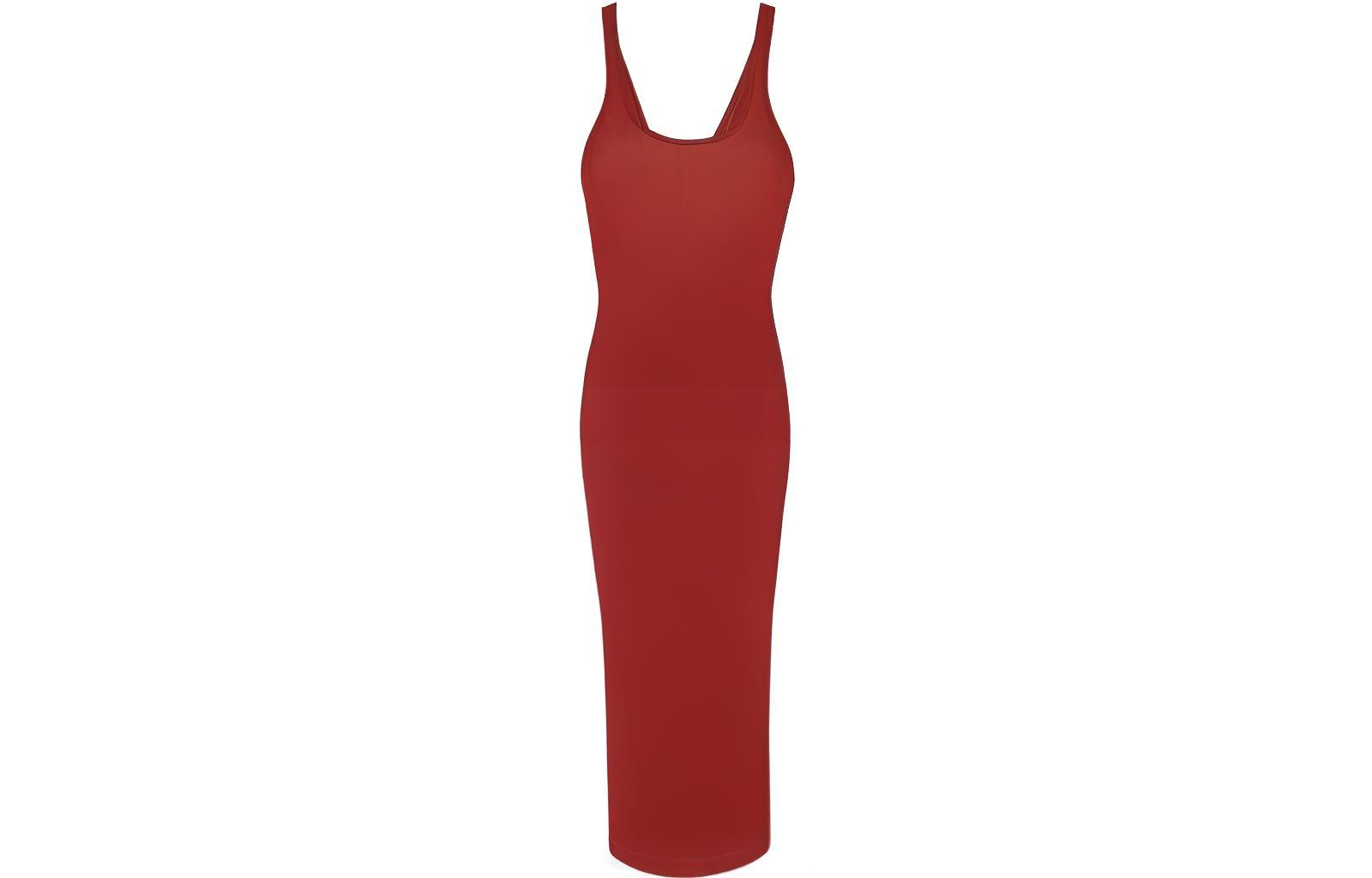 SAINT LAURENT SS22 Red Solid Slim-Fit Sleeveless Dress. 710433Y36ZP6102