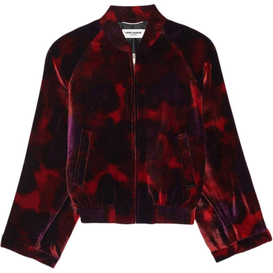 Saint Laurent SS22 Red Suede Teddy Varsity Jacket 679637Y1E538133