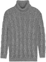 SAINT LAURENT SS22 Silver Chunky Knit Cable High-Neck Sweater for Men 712371Y75RJ1081 SAINT LAURENT SS22 Silver Chunky Knit Cable High-Neck Sweater for Men 712371Y75RJ1081