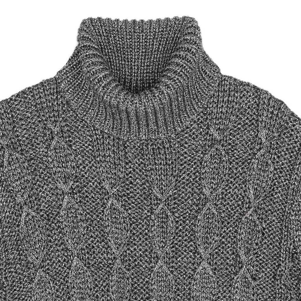 Purchase SAINT LAURENT SS22 Silver Chunky Knit Cable High-Neck Sweater for Men 712371Y75RJ1081