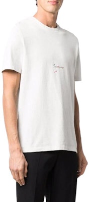 생로랑 SS22 스몰 로고 프린트 화이트 반팔 티셔츠 남성용 686186Y36QP8520 Purchase 생로랑 SS22 스몰 로고 프린트 화이트 반팔 티셔츠 남성용 686186Y36QP8520