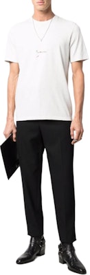 생로랑 SS22 스몰 로고 프린트 화이트 반팔 티셔츠 남성용 686186Y36QP8520 Details for 생로랑 SS22 스몰 로고 프린트 화이트 반팔 티셔츠 남성용 686186Y36QP8520