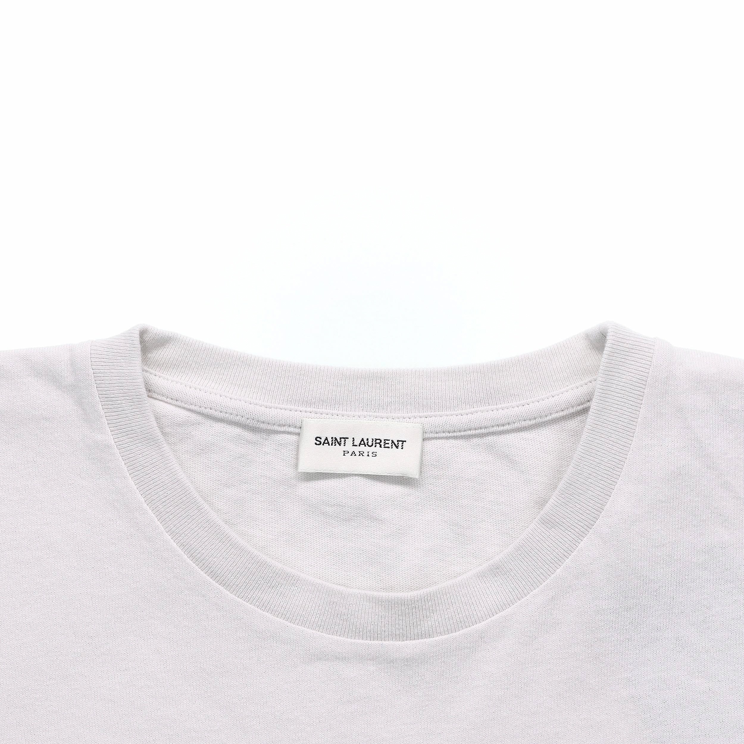 Sizing SAINT LAURENT SS22 Kaos Putih Pria Lengan Pendek dengan Logo Kecil 686186Y36QP8520