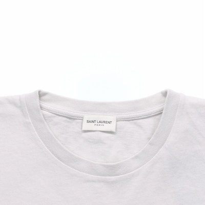 생로랑 SS22 스몰 로고 프린트 화이트 반팔 티셔츠 남성용 686186Y36QP8520 Sizing 생로랑 SS22 스몰 로고 프린트 화이트 반팔 티셔츠 남성용 686186Y36QP8520