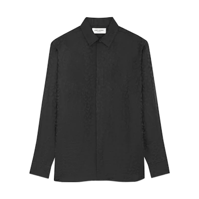 SAINT LAURENT SS22 Solid Black Long Sleeve Button-Up Shirt for Men 646850Y1F181000