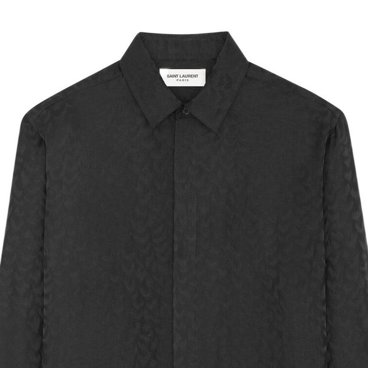 Details for SAINT LAURENT SS22 男士純黑長袖扣襯衫 646850Y1F181000