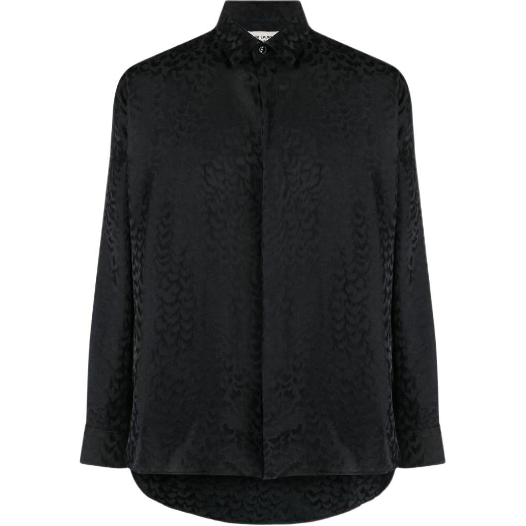 SAINT LAURENT SS22 Solid Print Long Sleeve Shirt Men’s Black 646850Y1F18NONE