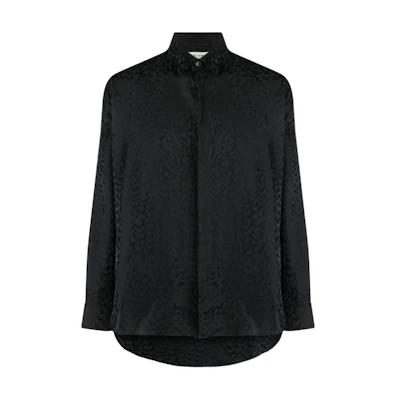 SAINT LAURENT SS22 Solid Print Long Sleeve Shirt Men’s Black 646850Y1F18NONE