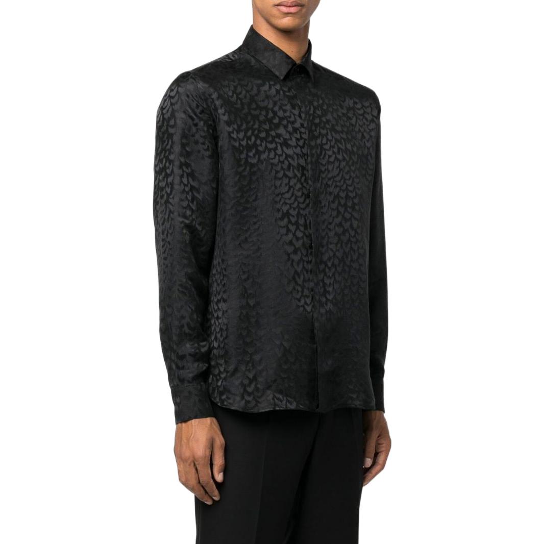 Purchase SAINT LAURENT SS22 男士黑色長袖襯衫 固印設計 646850Y1F18NONE