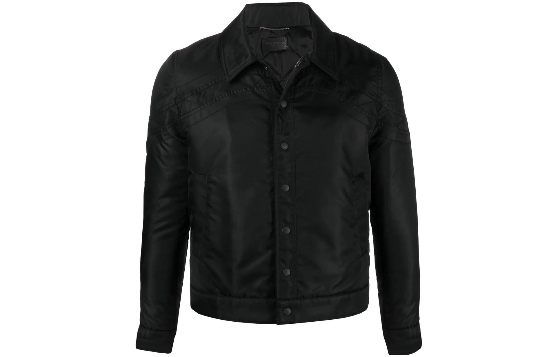 Saint Laurent SS22 Solid Snap Button Jacket Men’s Black 684542Y245W1000