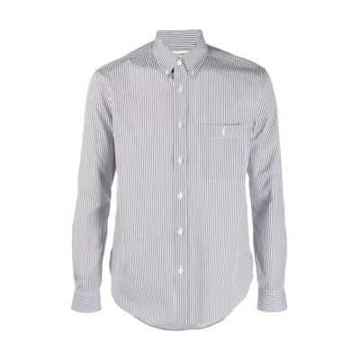 Saint Laurent SS22 Striped Single-Breasted Collared Long Sleeve Shirt Black 712700Y6E769091