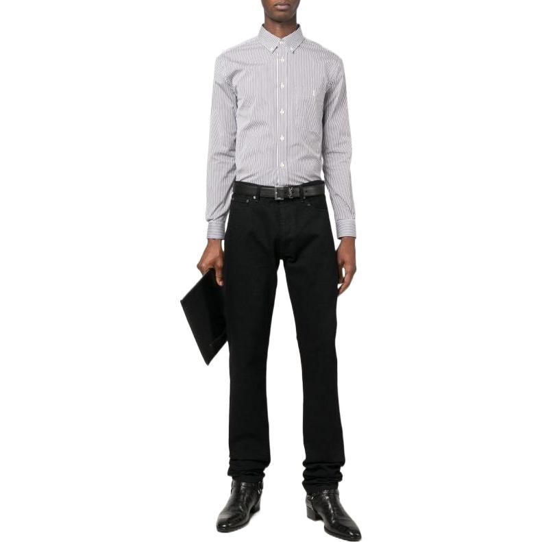 Lookbook 聖羅蘭 SS22 黑色條紋單排扣翻領長袖襯衫 712700Y6E769091